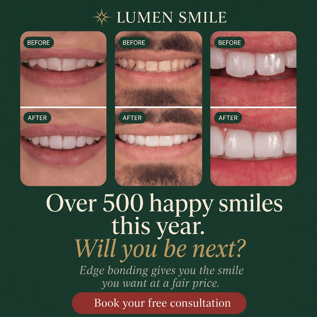 Lumen Smile edge bonding before after grid